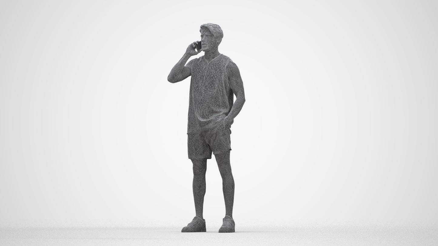 photogrammetry 3D man sport standing, realistic human model archviz FBX, wireframe back view