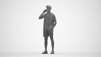 photogrammetry 3D man sport standing, realistic human model archviz FBX, wireframe back view