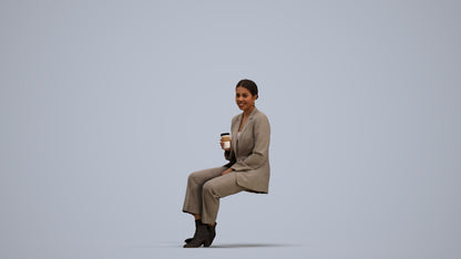 photogrammetry 3D woman business, realistic human model archviz FBX, standing pose render