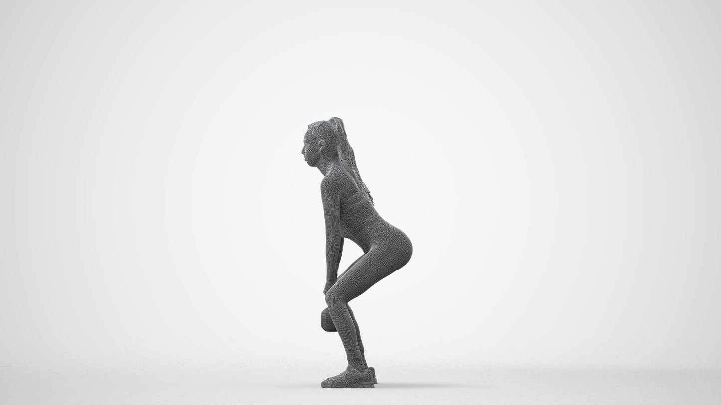 realistic 3D human woman sport, archviz people FBX OBJ for Blender, square thumbnail