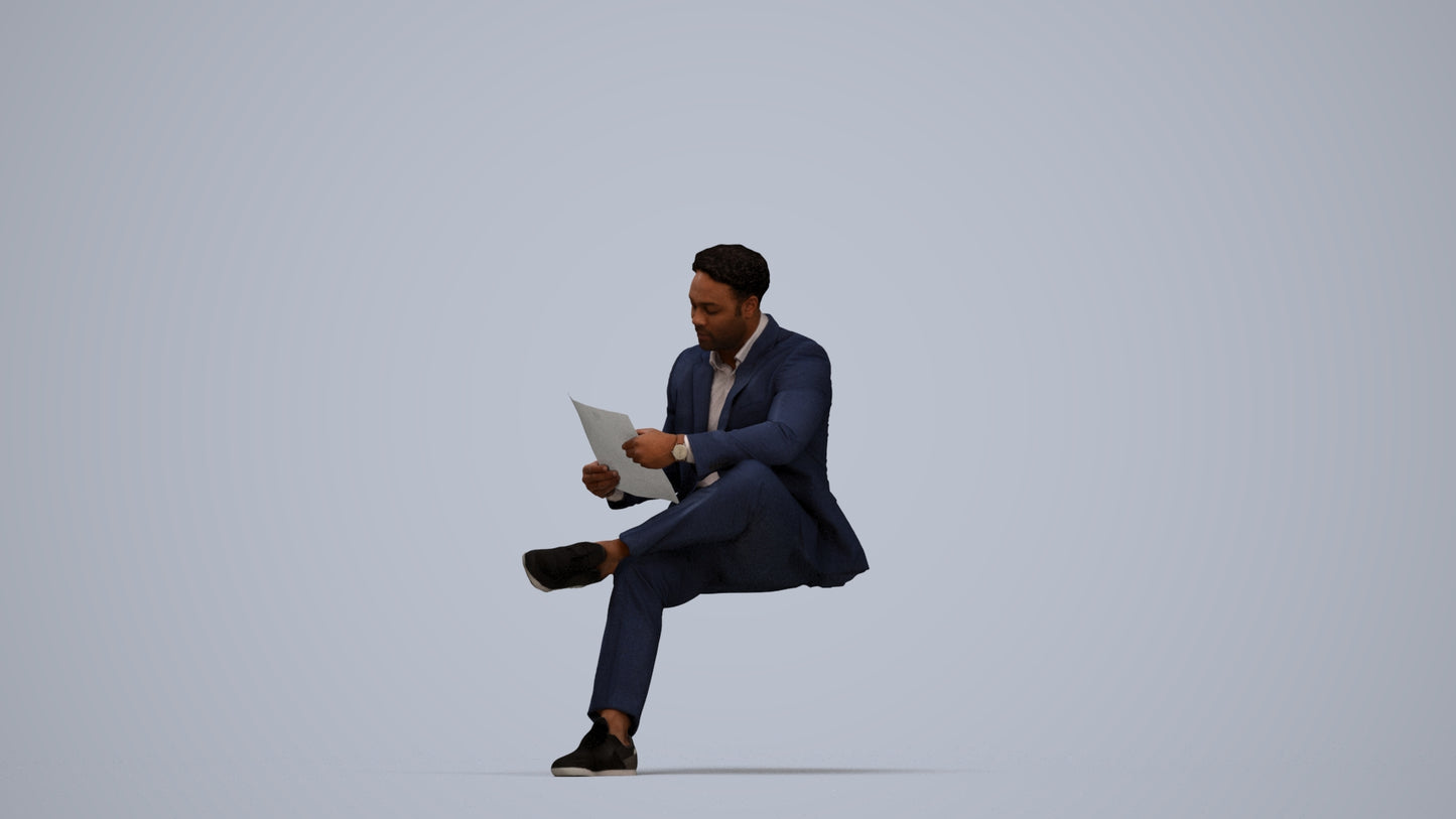 scanned 3D man business, photogrammetry people for Enscape and V-Ray, top-down view render
