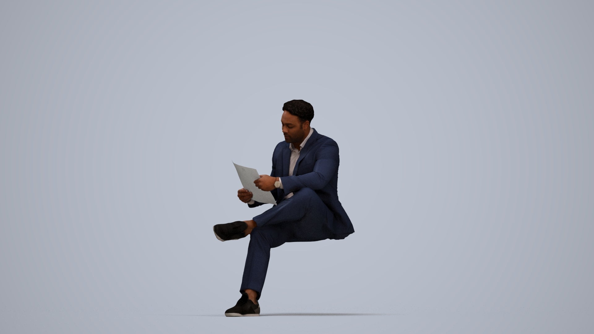 scanned 3D man business, photogrammetry people for Enscape and V-Ray, top-down view render