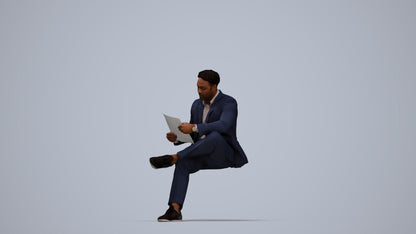 scanned 3D man business, photogrammetry people for Enscape and V-Ray, top-down view render