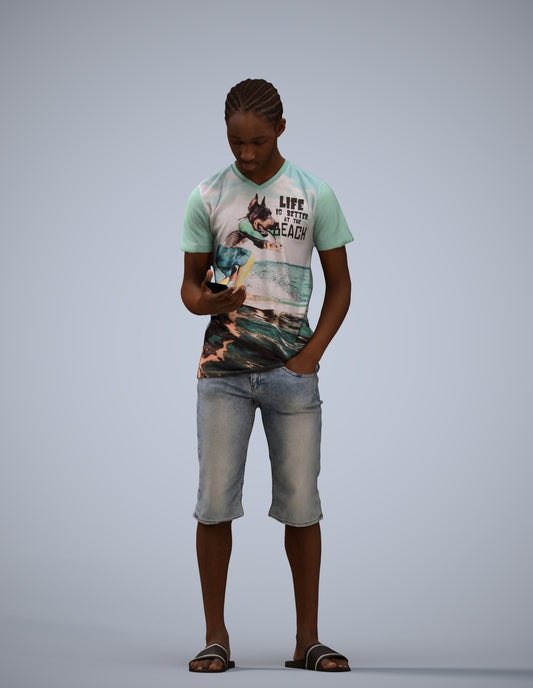 scanned 3D boy casual kids, photogrammetry people for Enscape and V-Ray