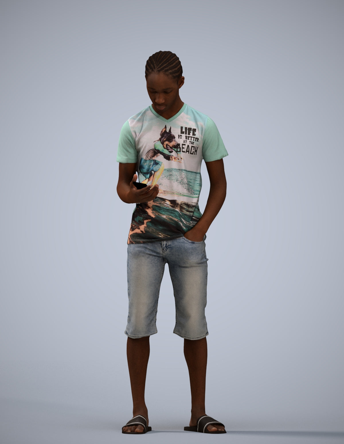 scanned 3D boy casual kids, photogrammetry people for Enscape and V-Ray