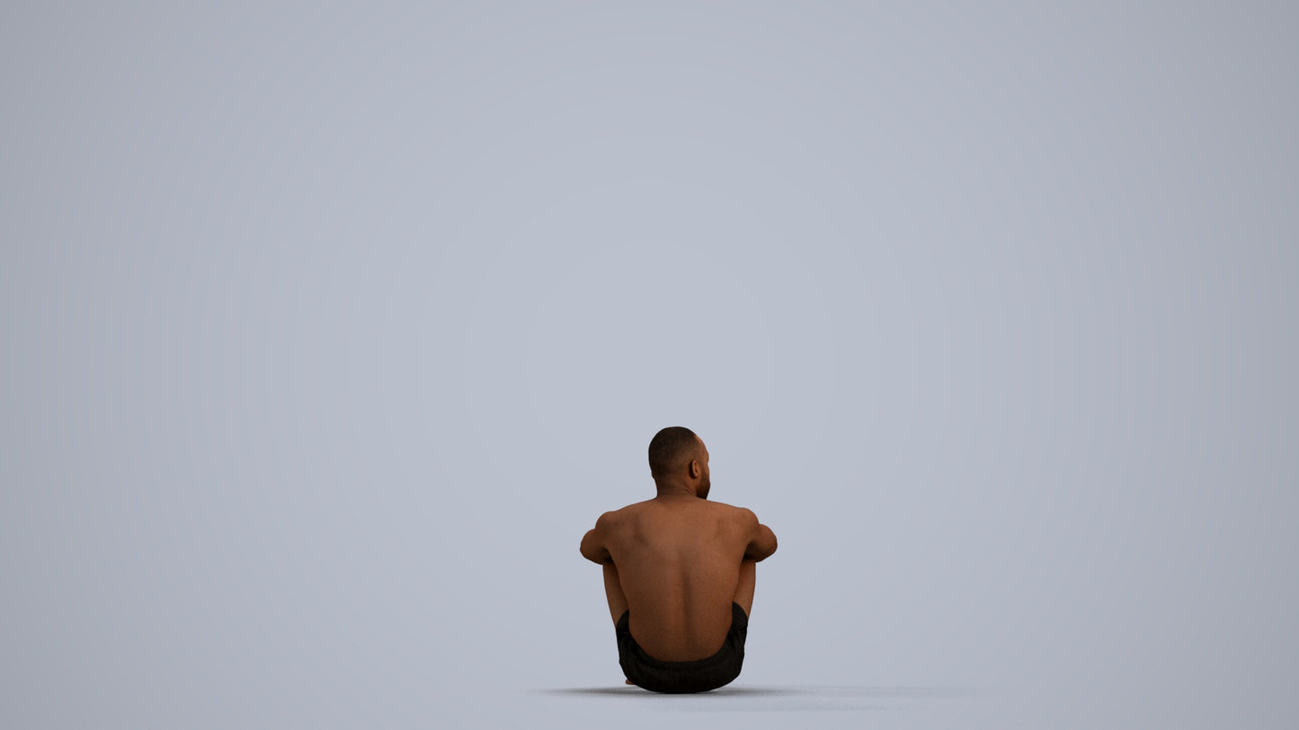photogrammetry 3D man pool, realistic human model archviz FBX, front view render