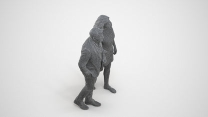 3D human model woman casual kids, photogrammetry scanned person for archviz, wireframe three-quarter view