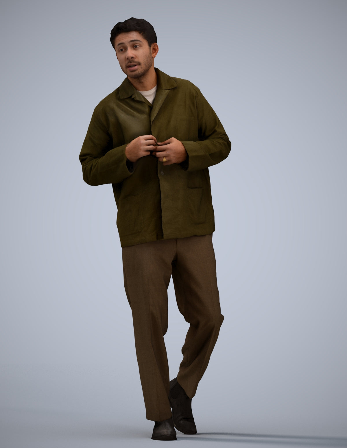 photogrammetry 3D man casual walking, realistic human model archviz FBX