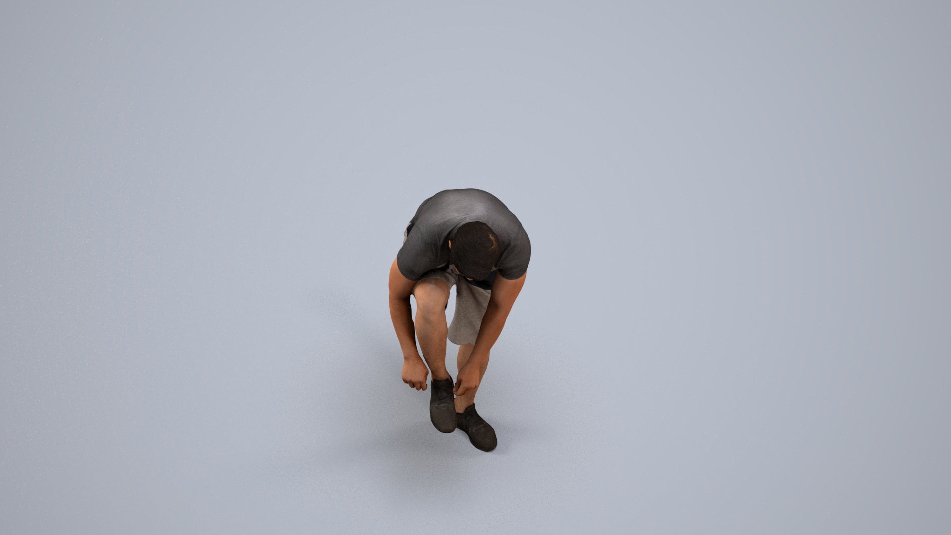 realistic 3D human man sport, archviz people FBX OBJ for Blender, back view render