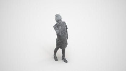 scanned 3D woman casual standing, photogrammetry people for Enscape and V-Ray, wireframe three-quarter view