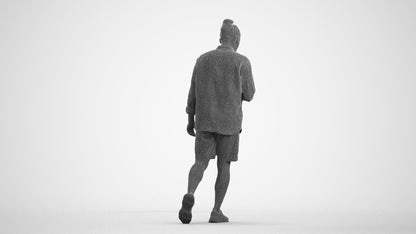 realistic 3D people man casual walking, render-ready for V-Ray and Corona, FBX OBJ, wireframe front view