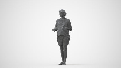 realistic 3D woman casual standing, scanned archviz people for Blender and 3ds Max, square thumbnail