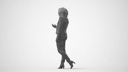 realistic 3D woman business walking, scanned archviz people for Blender and 3ds Max, square thumbnail