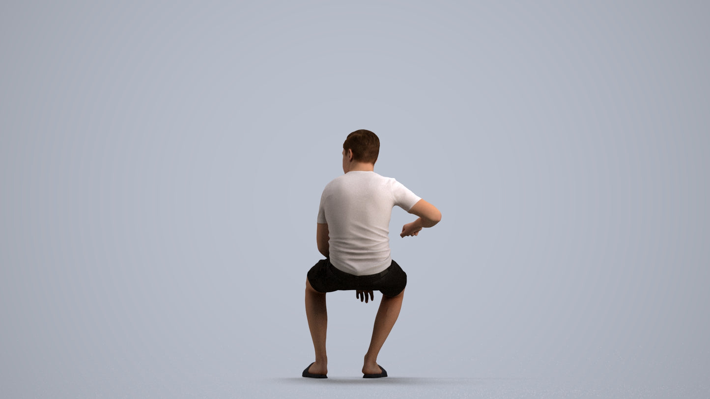 scanned 3D boy casual kids, photogrammetry people for Enscape and V-Ray, front view render