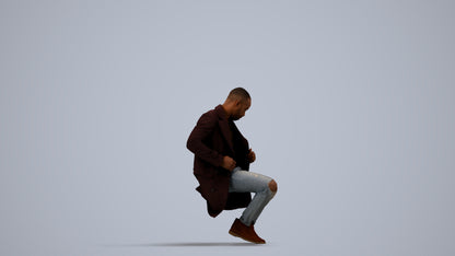 realistic 3D people man casual sitting, render-ready for V-Ray and Corona, FBX OBJ, side view render