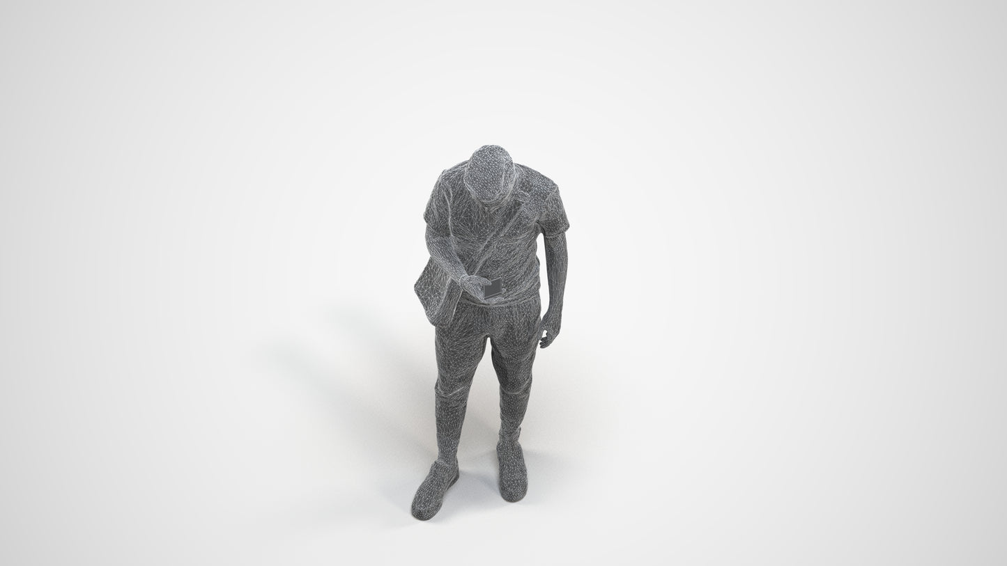 realistic 3D boy casual kids, scanned archviz people for Blender and 3ds Max, wireframe three-quarter view