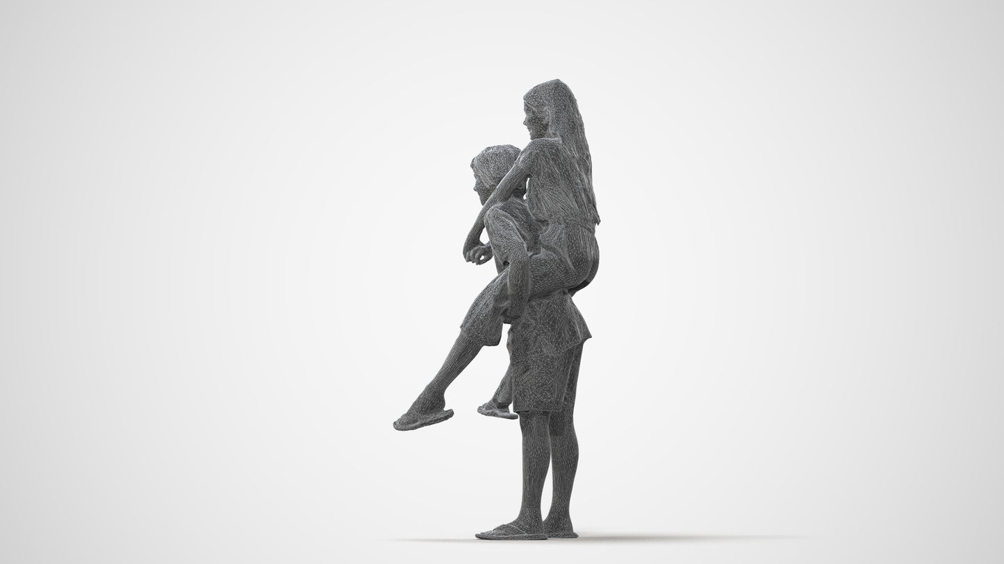 photogrammetry 3D girl kids, realistic human model archviz FBX, square thumbnail
