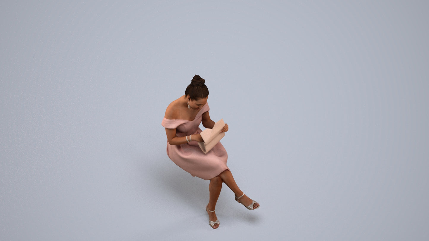 realistic 3D woman formal formalaffairs, scanned archviz people for Blender and 3ds Max, back view render