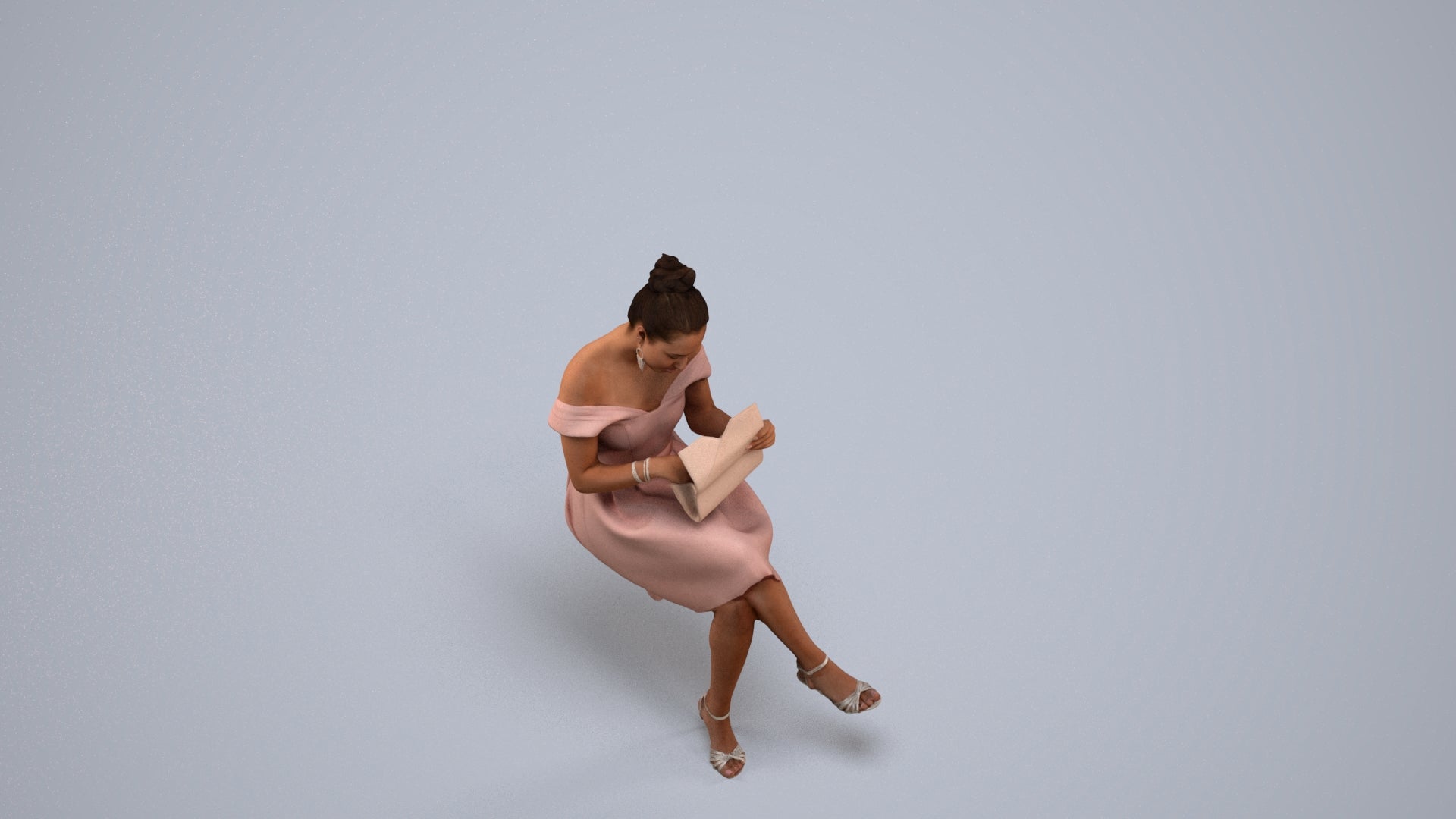 realistic 3D woman formal formalaffairs, scanned archviz people for Blender and 3ds Max, back view render