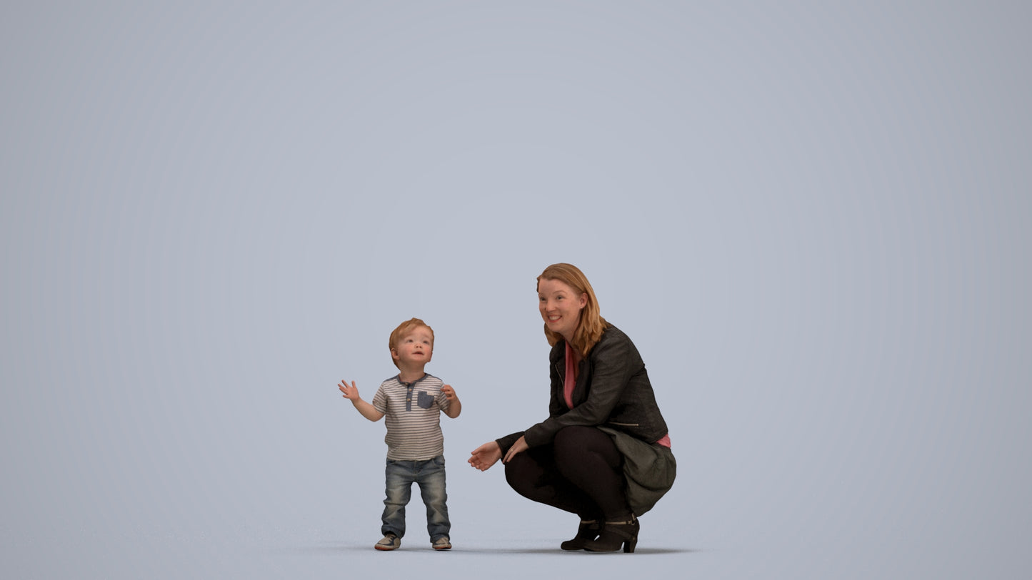scanned 3D girl casual kids, photogrammetry people for Enscape and V-Ray, standing pose render