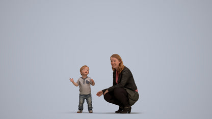 scanned 3D girl casual kids, photogrammetry people for Enscape and V-Ray, standing pose render
