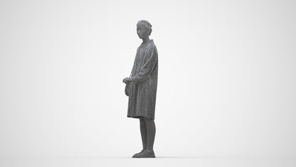 3D people model woman casual standing, scanned human for 3ds Max rendering, wireframe back view