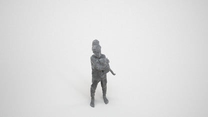 realistic 3D human girl kids, archviz people FBX OBJ for Blender, wireframe three-quarter view
