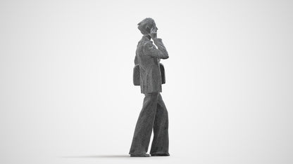 photogrammetry 3D senior woman business, realistic human model archviz FBX, wireframe side view