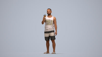 realistic 3D man standing, scanned archviz people for Blender and 3ds Max, top-down view render