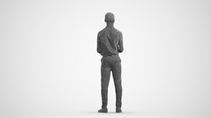 realistic 3D boy hospitality, scanned archviz people for Blender and 3ds Max, wireframe front view