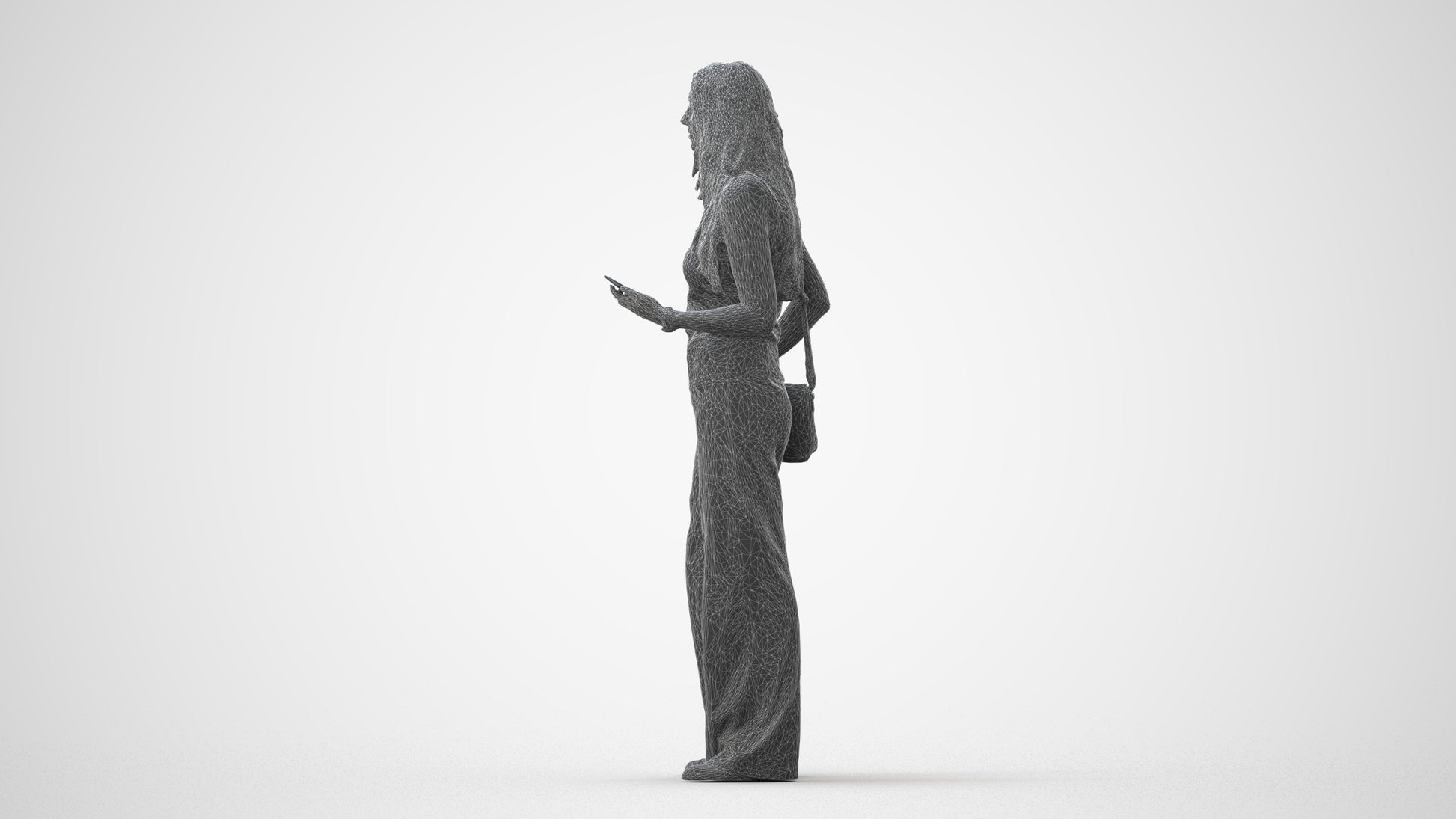 realistic 3D people woman casual standing, render-ready for V-Ray and Corona, FBX OBJ, square thumbnail