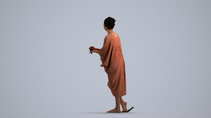photogrammetry 3D woman casual walking, realistic human model archviz FBX, front view render