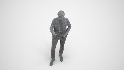 realistic 3D man business, scanned archviz people for Blender and 3ds Max, wireframe three-quarter view