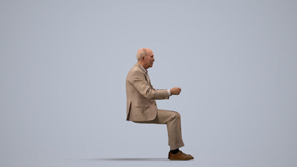photogrammetry 3D senior man business driving, realistic human model archviz FBX, side view render