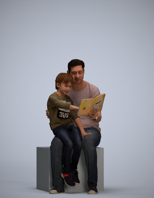 3D human model boy casual kids, photogrammetry scanned person for archviz