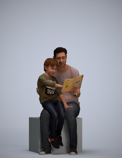 3D human model boy casual kids, photogrammetry scanned person for archviz
