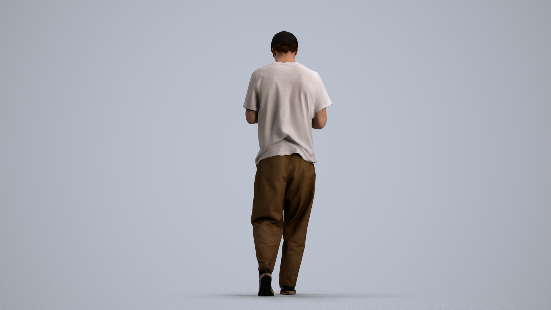 photogrammetry 3D man casual walking, realistic human model archviz FBX, front view render