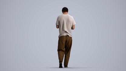 photogrammetry 3D man casual walking, realistic human model archviz FBX, front view render
