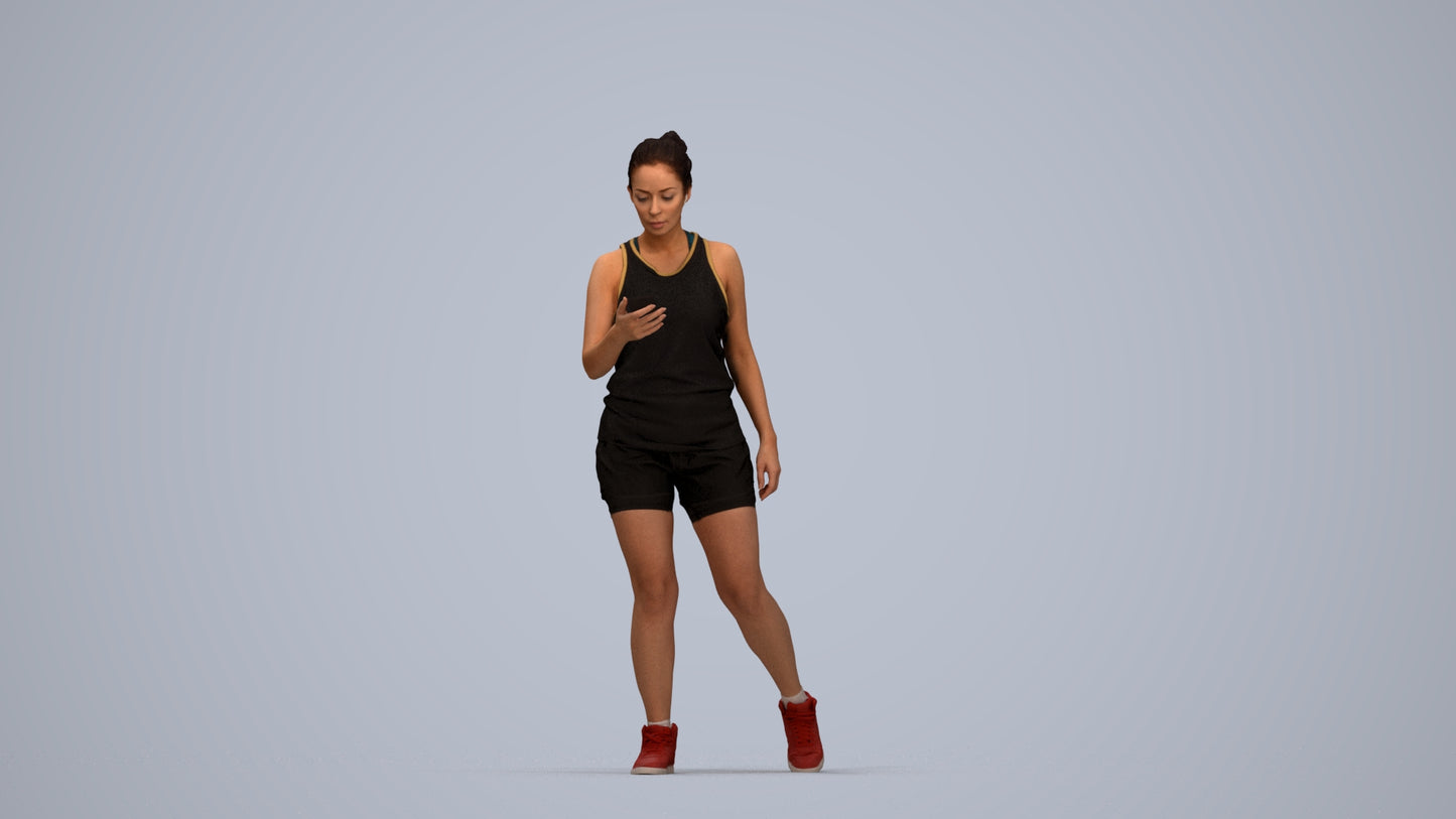 scanned 3D woman sport, photogrammetry people for Enscape and V-Ray, top-down view render