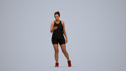 scanned 3D woman sport, photogrammetry people for Enscape and V-Ray, top-down view render