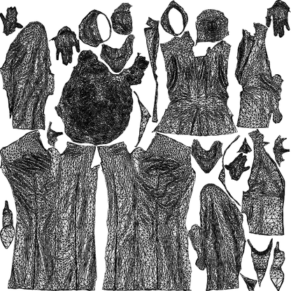 realistic 3D people woman business standing, render-ready for V-Ray and Corona, FBX OBJ, wireframe top-down view