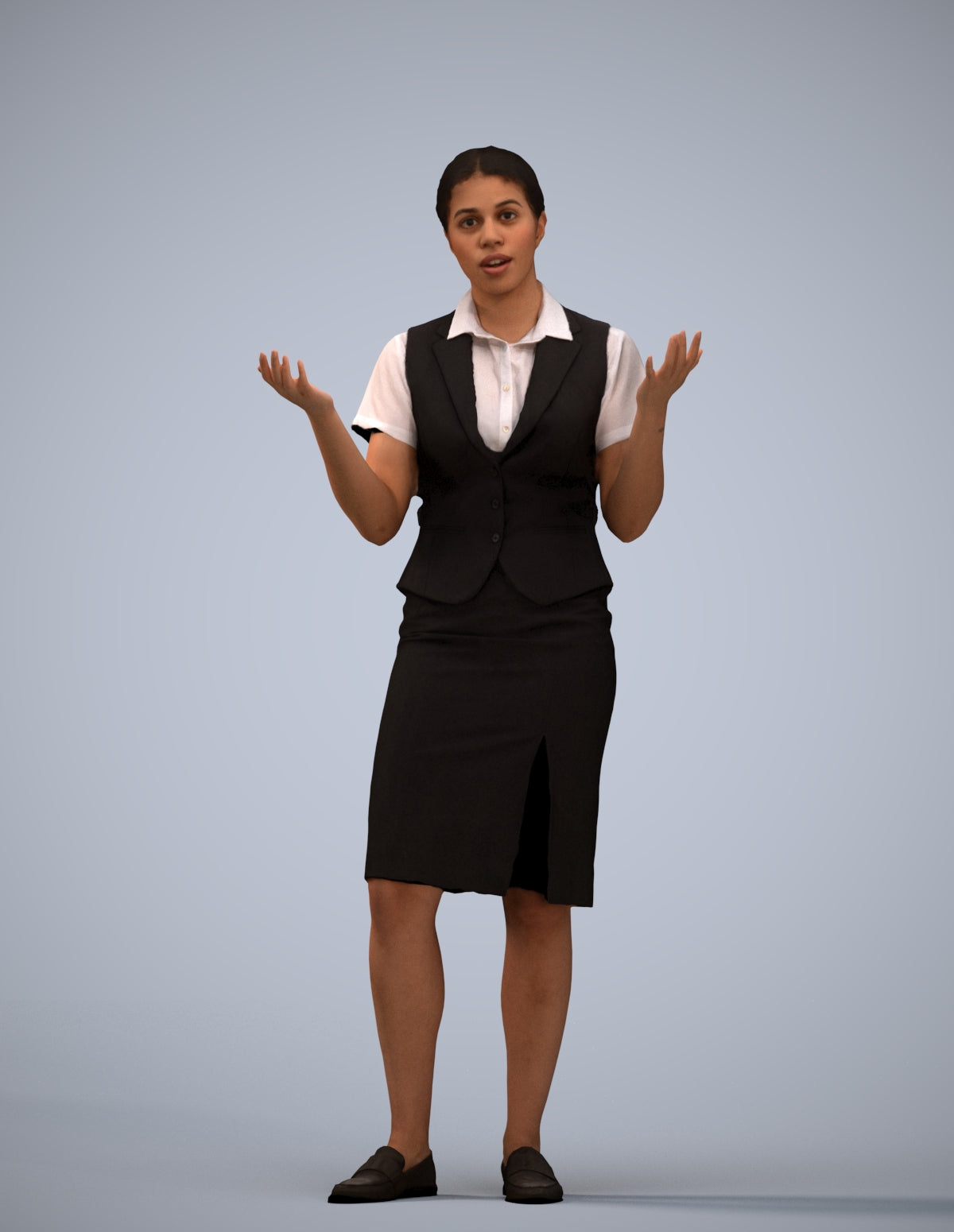 realistic 3D human woman hospitality, archviz people FBX OBJ for Blender
