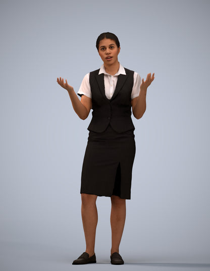 realistic 3D human woman hospitality, archviz people FBX OBJ for Blender
