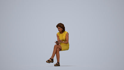 realistic 3D people woman business sitting, render-ready for V-Ray and Corona, FBX OBJ, top-down view render