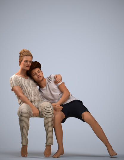 realistic 3D human girl kids, archviz people FBX OBJ for Blender