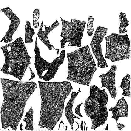 3D human model woman casual standing, photogrammetry scanned person for archviz, wireframe top-down view