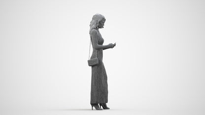 photogrammetry 3D woman formal standing, realistic human model archviz FBX, wireframe side view