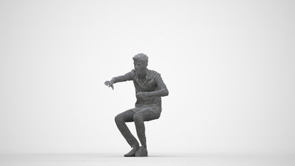 realistic 3D man casual sitting, scanned archviz people for Blender and 3ds Max, wireframe back view