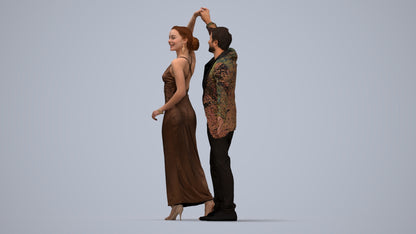scanned 3D woman formal dancing, photogrammetry people for Enscape and V-Ray, top-down view render