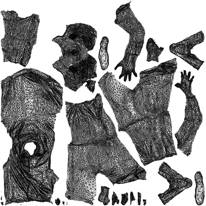 realistic 3D boy kids, scanned archviz people for Blender and 3ds Max, wireframe top-down view